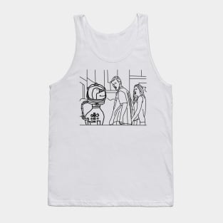 Distracted Boyfriend Meme Sci Fi Astronaut Goose Line Drawing Tank Top